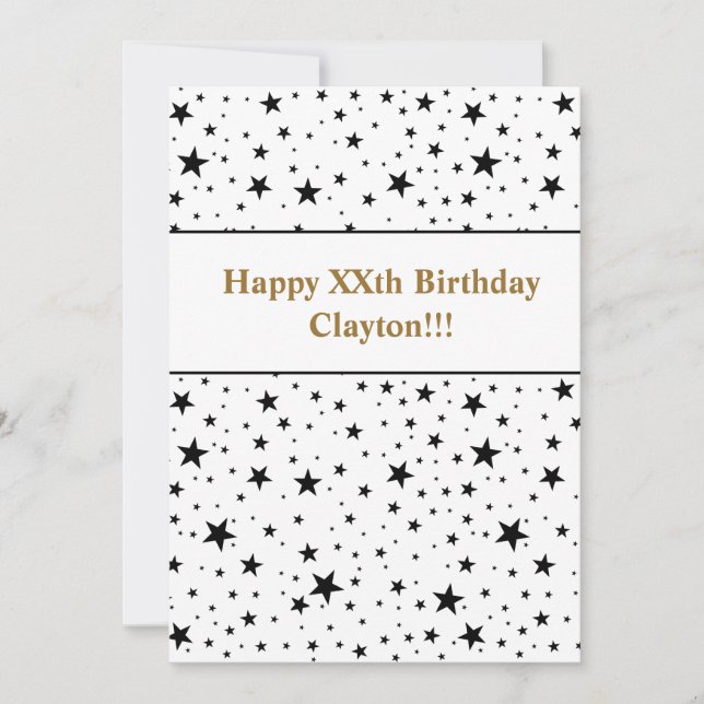 Black Stars With Message Birthday Invitation (Front)