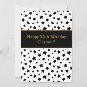 Black Stars With Message Birthday Party Invitation