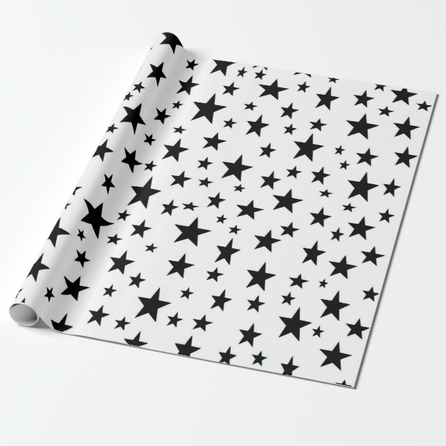 Black Stars Wrapping Paper (Unrolled)