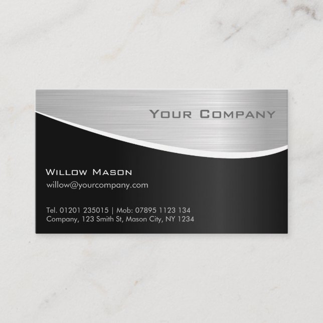 Black Steel Effect, Professional Business Card (Front)