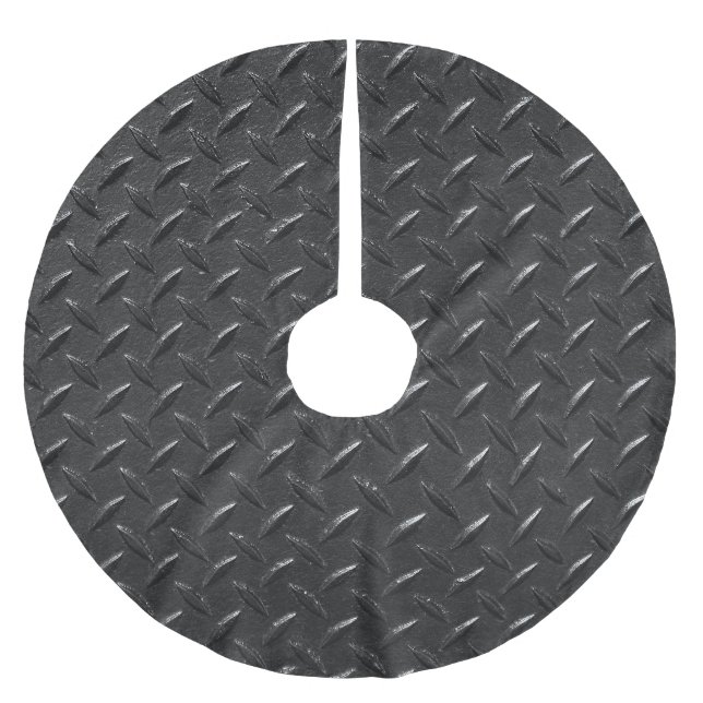 Black steel, fluted metallic texture. brushed polyester tree skirt (Front)