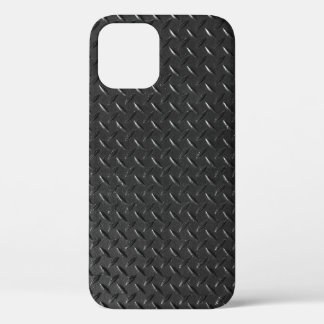 Black steel, fluted metallic texture. iPhone 12 case