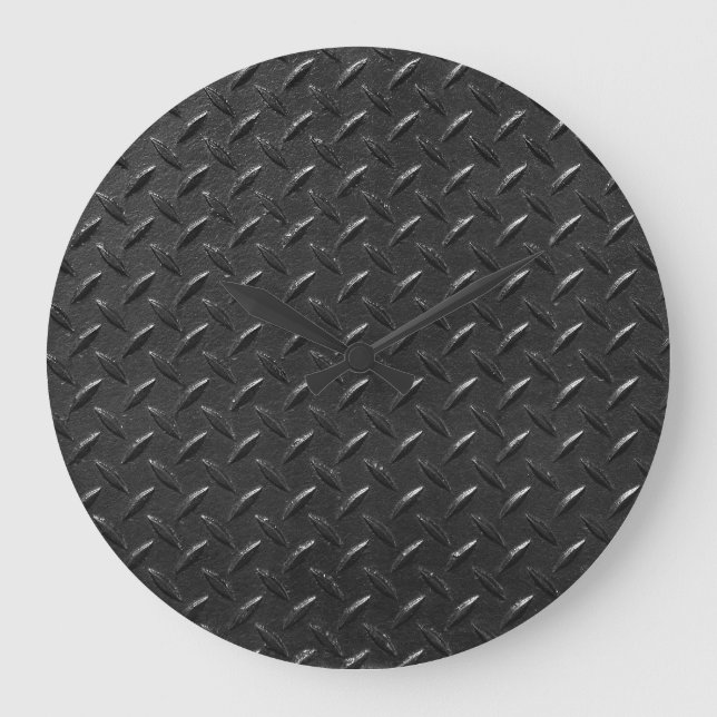 Black steel, fluted metallic texture. large clock (Front)