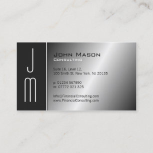 Black & Steel Monogram Professional Business Card