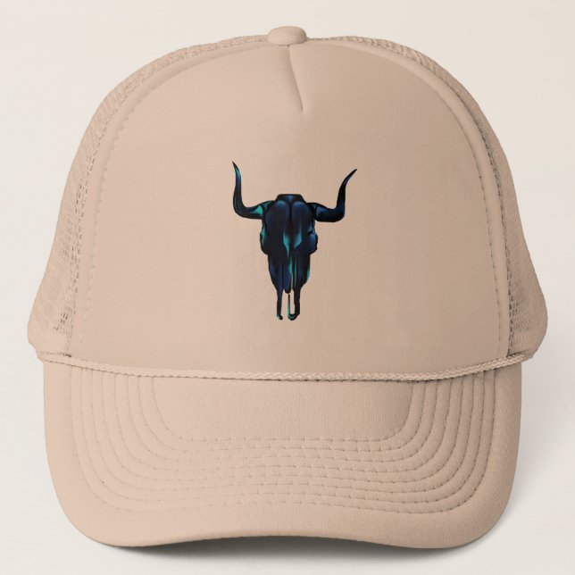 Black Steer Skull  Hat (Front)