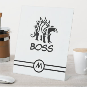 Black Stegosaurus Spiked Dinosaur Pedestal Sign