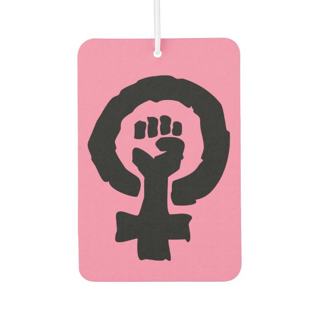 Black stencil Universal Female symbol Hot Pink Car Air Freshener (Front)