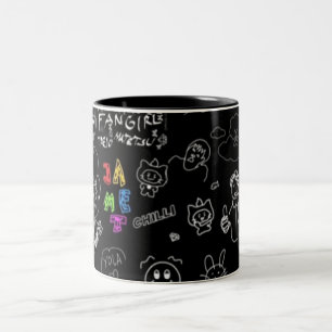 Black Stick Figure Pattern Mug Funny Minimalist