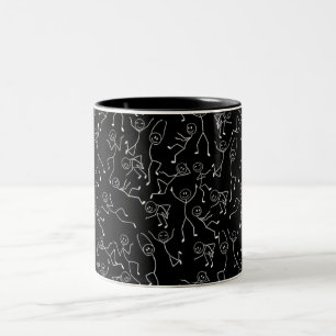 Black Stick Figure Pattern Mug Funny Minimalist
