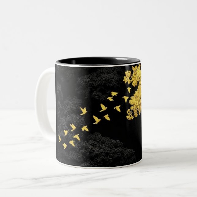 Black Stick Figure Pattern Mug | Funny Minimalist  (Front Left)