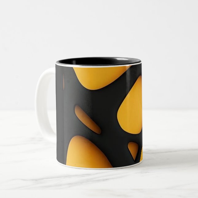 Black Stick Figure Pattern Mug | Funny Minimalist  (Front Left)