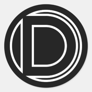 Black Sticker Circle Letter D