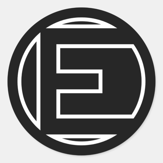 Black Sticker Circle Letter E (Front)