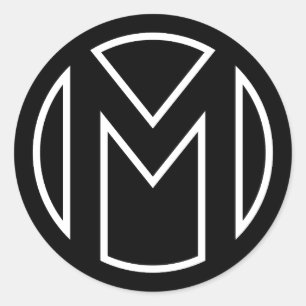 Black Sticker Circle Letter M