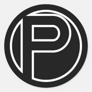 Black Sticker Circle Letter P