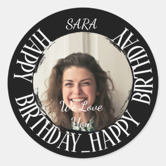 black Sticker for birthday fully customisable