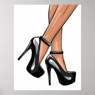 Black Stiletto Heels and Legs  Poster