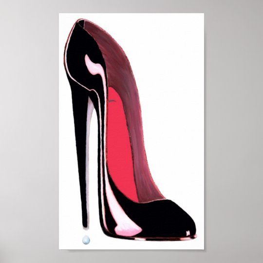 Black Stiletto High Heel Shoe Art Poster | Zazzle.co.uk