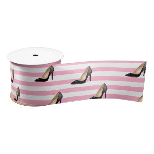Black stiletto pink stripe satin ribbon