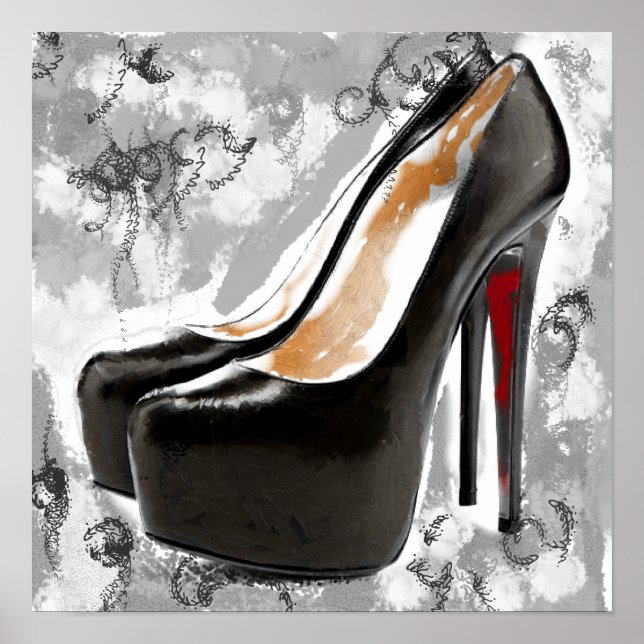 Black Stiletto Red Bottom Heels Poster (Front)