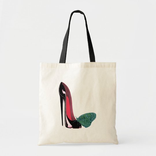 Black Stiletto Shoe and Butterfly Art Gift Bag
