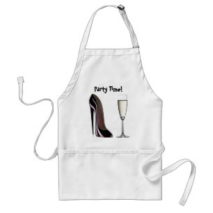 Black Stiletto Shoe and Champagne Glass Standard Apron