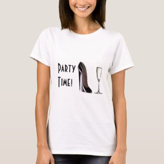 Black Stiletto Shoe and Champagne Glass T-Shirt