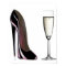 Black Stiletto Shoe and Champagne Print
