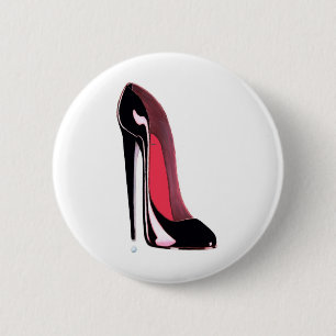 Black Stiletto Shoe Art 6 Cm Round Badge