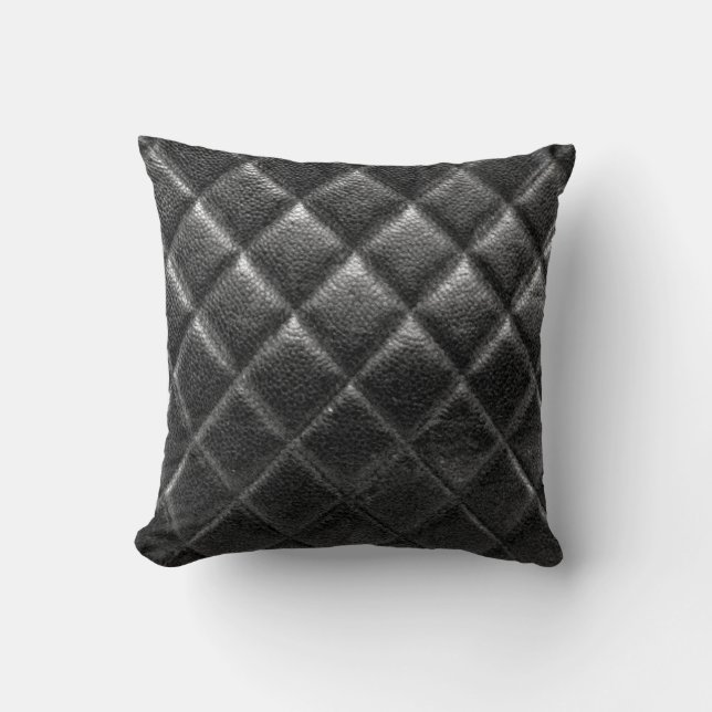 Black stitched leather bag quilted cc caviar cushion (Front)