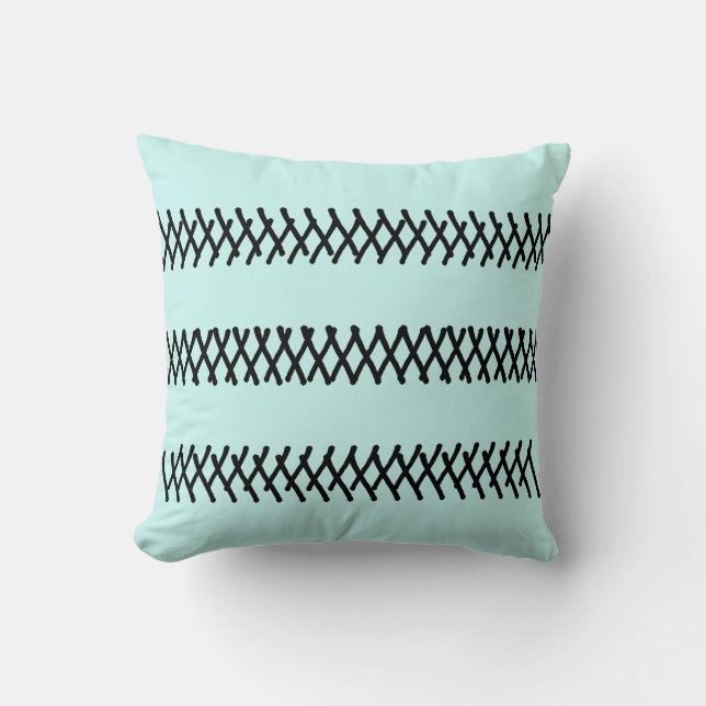 Black Stitches on Light Turquoise Throw Pillow (Front)