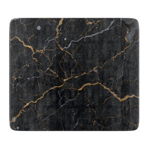 Black Stone with Gold & Silver Veins Cutting Board