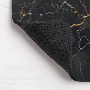 Black Stone with Gold & Silver Veins Mouse Mat