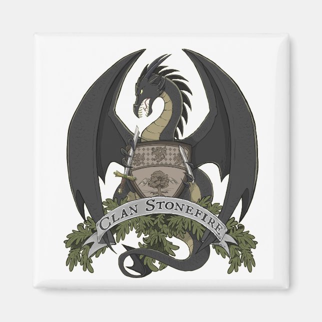Black Stonefire Dragon Crest Magnet (Front)
