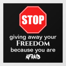 Black Stop Giving Away Your Freedom Window Cling