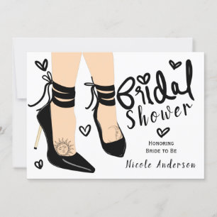 Black Strappy High Heels Sun Moon Bridal Shower Invitation