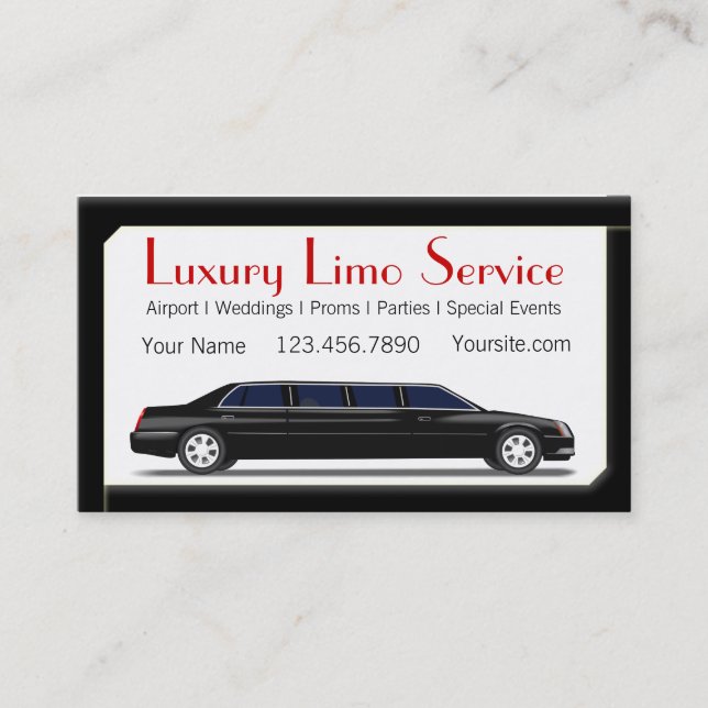 Black Stretch Limousine Business Card (Front)