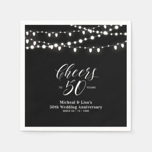 Black String Lights Classic Wedding Anniversary Napkin