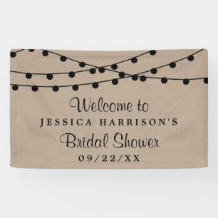 Black String Lights On Rustic Kraft Bridal Shower Banner