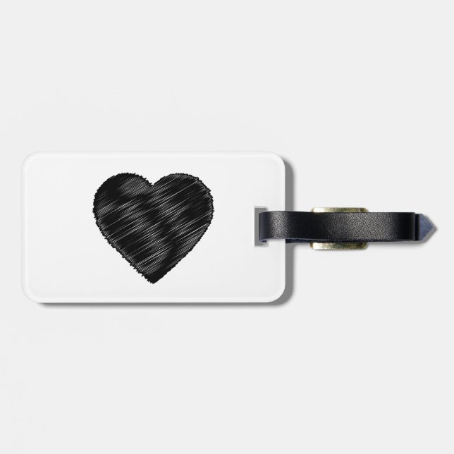 Black Strip Heart Luggage Tag (Back Horizontal)