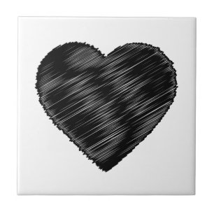 Black Strip Heart Tile