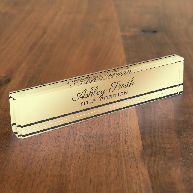 Black Stripe And Gold Background Nameplate (Side)