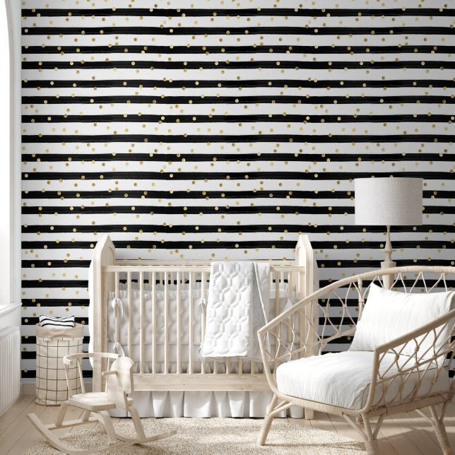 Black Stripe and Gold Confetti  Wallpaper (Kids)