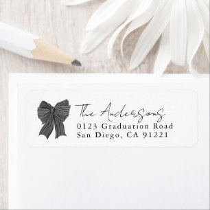 Black Stripe Bow Ribbon Return Address