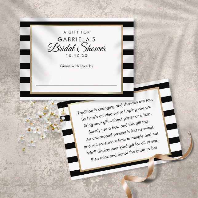 Black Stripe Bridal Shower Display Card and Tag (Creator Uploaded)