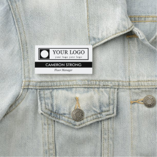 Black Stripe Custom Logo Name & Title Name Tag
