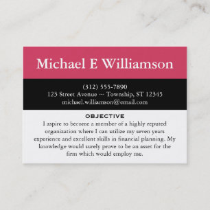 Black Stripe Dark Pink RESUME Business Cards