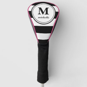 Black stripe Golf personalised NAME monogram Golf Head Cover