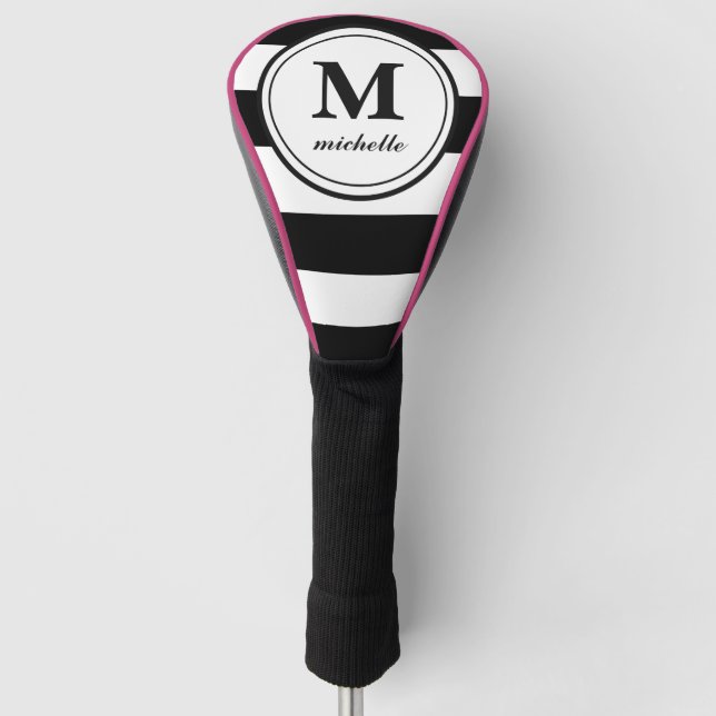Black stripe  | Golf | personalised NAME monogram Golf Head Cover (Front)