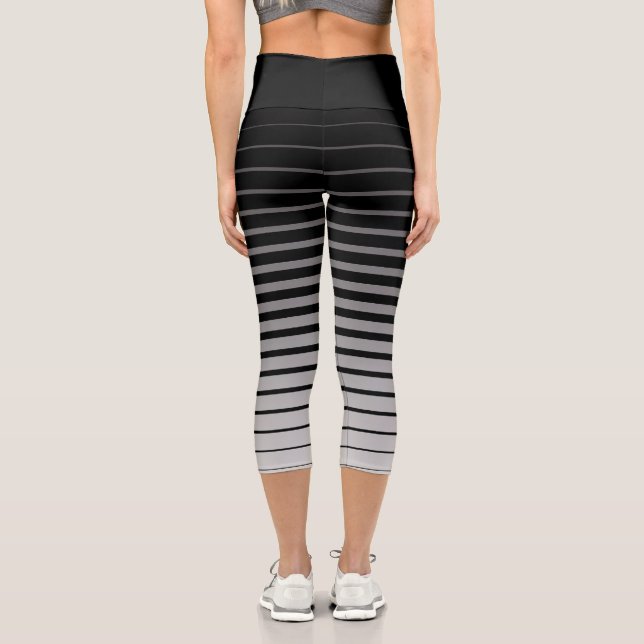 black stripe High Waisted Capris (Back)